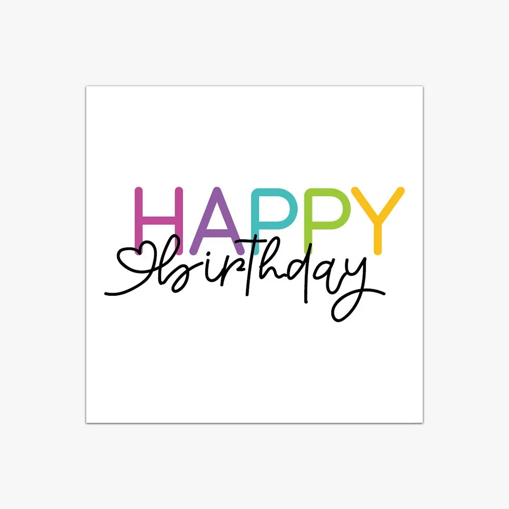 50PCS Creative Colorful Happy Birthday Cards Balloon Dots Pattern Sqaure Greeting Cards Paper Blank Back Message Cards Package