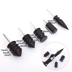 Black Ebony Wood Leather Burnisher Polished Rods, Leather Craft Edge Slicker Tool, Electric Polished Tip Head DIY Rotary Sets