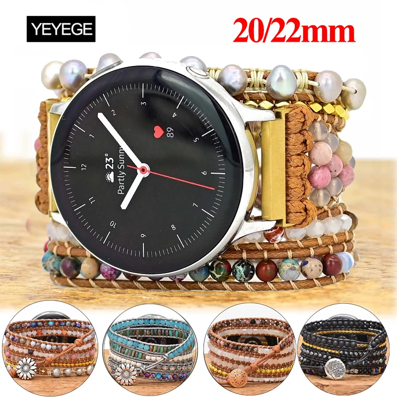 22mm 20mm Watch Strap Bohemian DIY Natural Jewelry Weave Bracelet For Amazfit GTS 3/2/2e/GTS2 Mini/GTR 42 47mm/GTR 3/3 Pro/2/2e