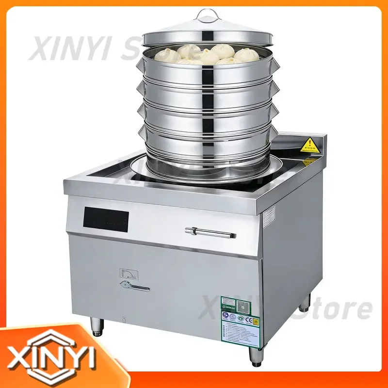 Commercial 15KW Electric Induction Food Steamer for Bun Dumpling Dimsum Single Burner for Restaurant Breakfast Shop