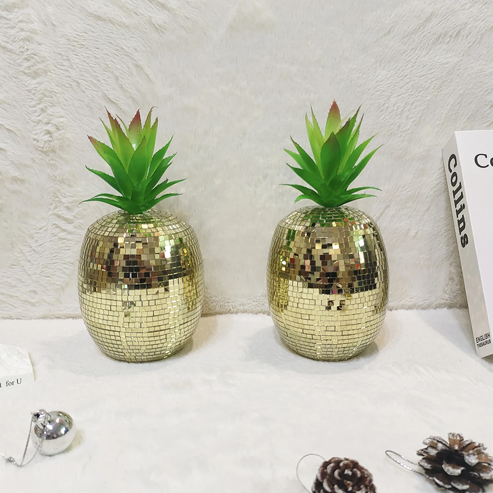 Disco Pineapple Home Decoration Mirror Reflective Disco Decor Table Bar Wedding Decoration Disco Ball Simulated Fruit Decoration