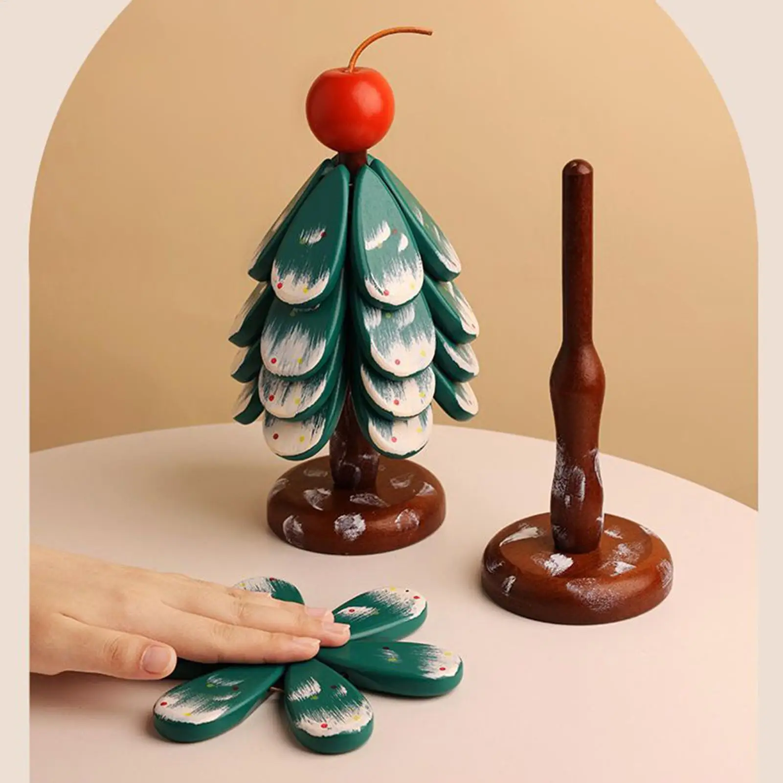 

Wooden Christmas Tree Coaster Hot Dishes Kitchen Drinks Holder Table Mats Non-Slip Pot Pan Mat Table Placemat Dish Plate