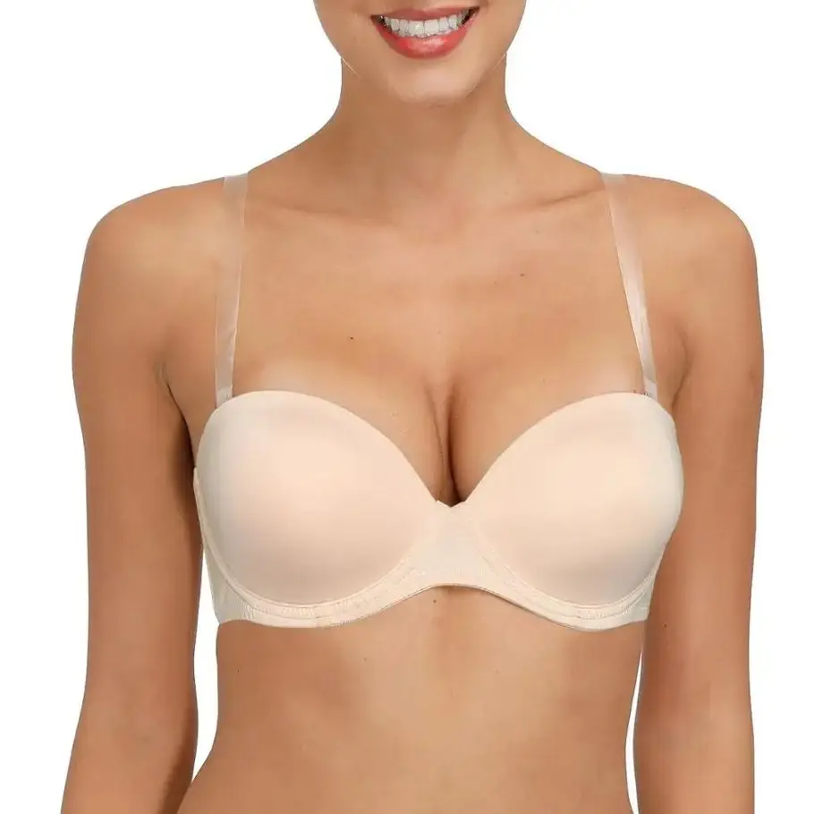 

New Sexy Strapless Bras Unlined Plunge Women Bra Plus Size Push Up Bra Adjusted Convertible Straps Breathable Soft Brassiere