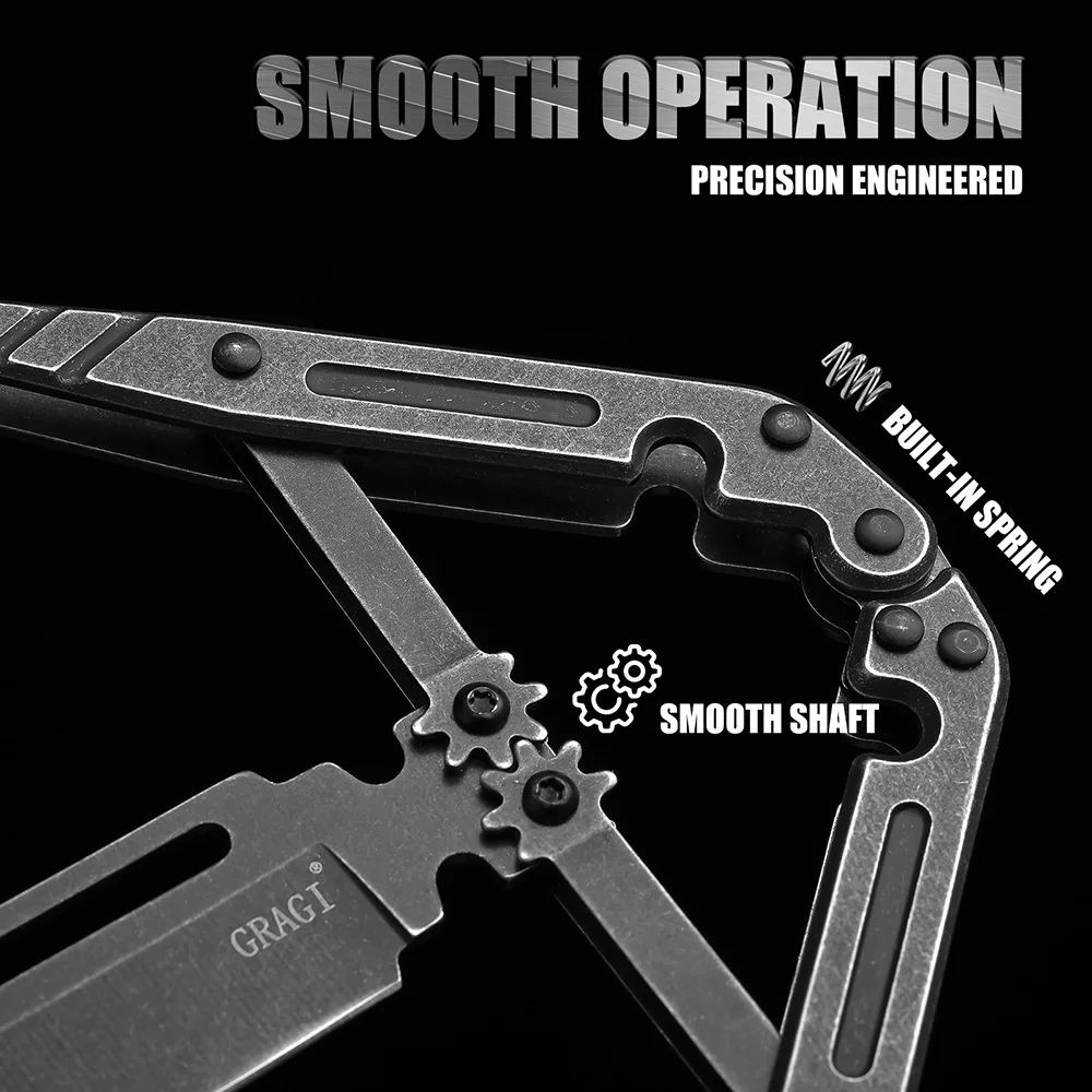 سكين جيب مثير للاهتمام، 2.4 بوصة شفرة من الفولاذ المقاوم للصدأ للبناء المعدني بالكامل، قاطع صندوق قابل للسحب سريع التغيير، أداة EDC
