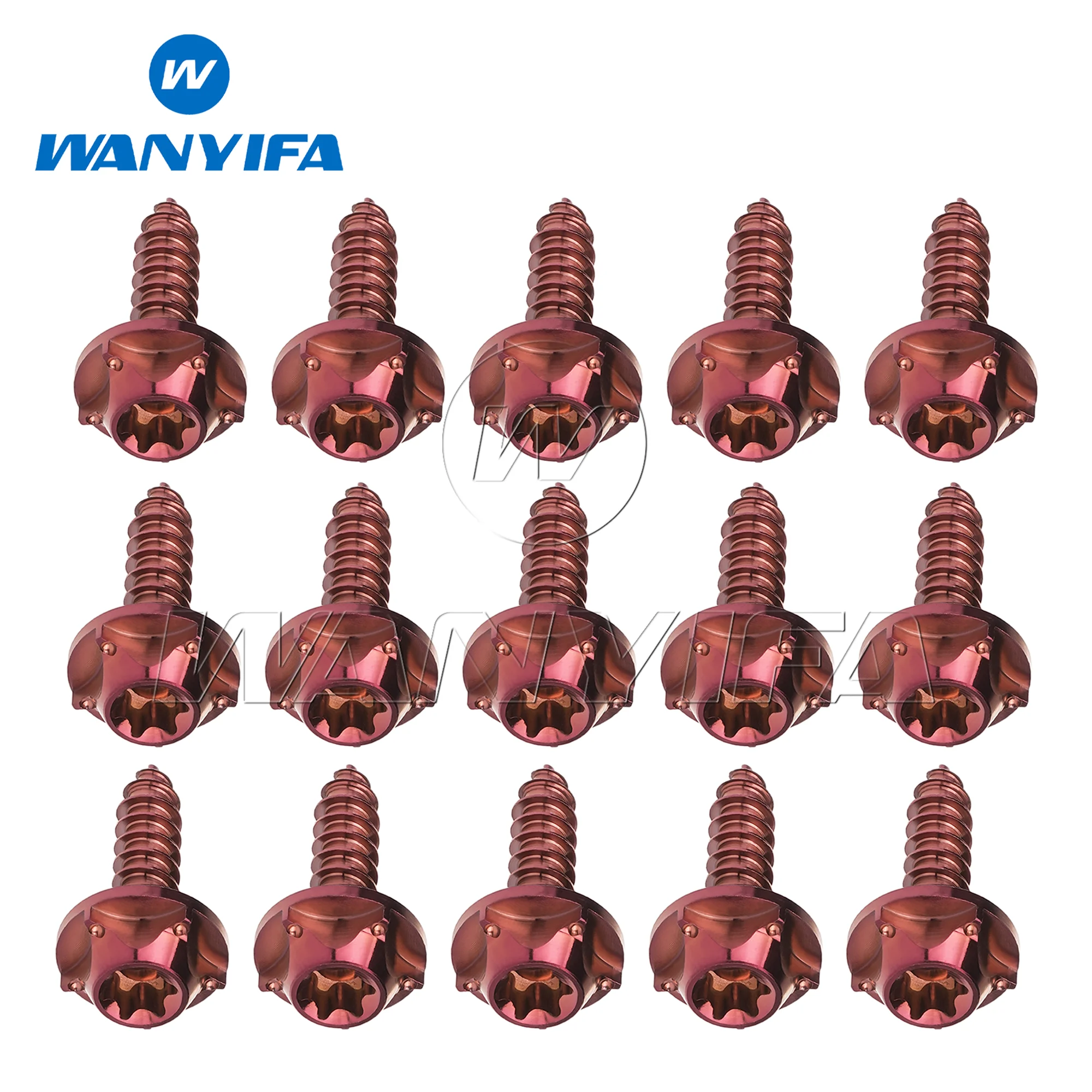 Wanyifa GR5 Titanium Alloy T25 Star Flange Self-Tapping Screw M4/M5×15mm UFO Head Fastener for Motorcycle Fairing and Body Panel