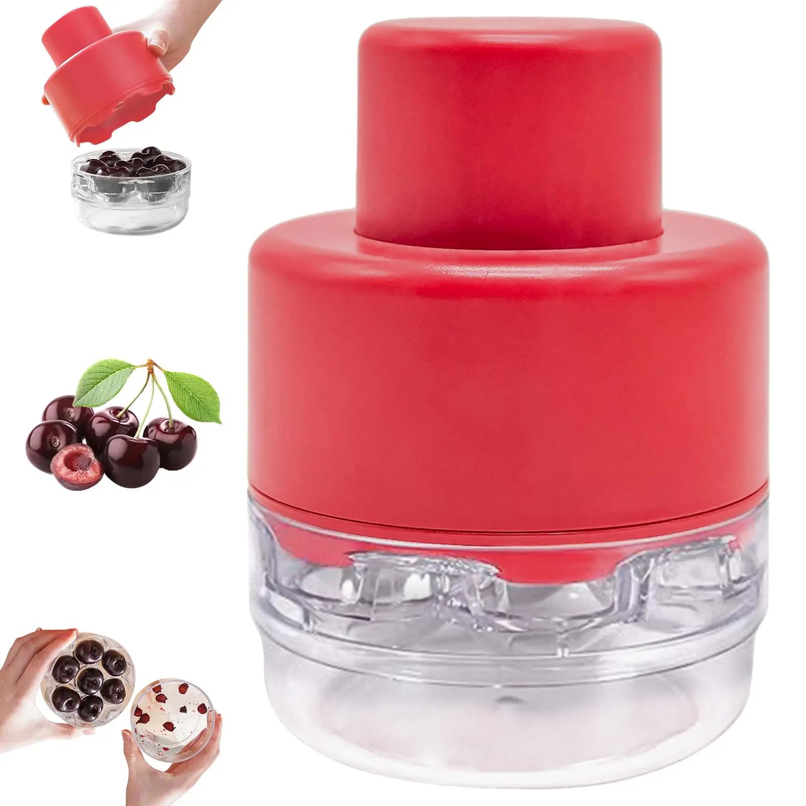 7 in 1 Cherry Pitter เครื่องมือแบบพกพา Cherry Pitter เครื่องมือ PIT Remover Push-Down Cherries SEED Remover, 7 หลุมหลาย Cherry Core