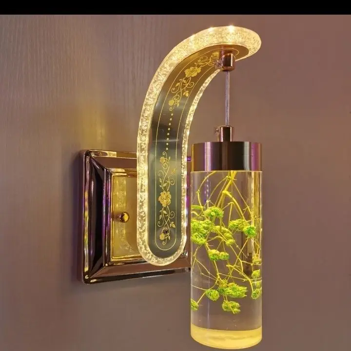 Trendy Acrylic Wall Lamp, Elegant Floral Design Sconce for Bedroom, Hallway, Stairway Home Decor