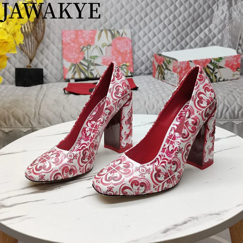 

Luxury Summer Plus Size Wedding Shoes for woman Leather Printing Super High Heel Sandals Women Banquet Round toe Pumps Summer