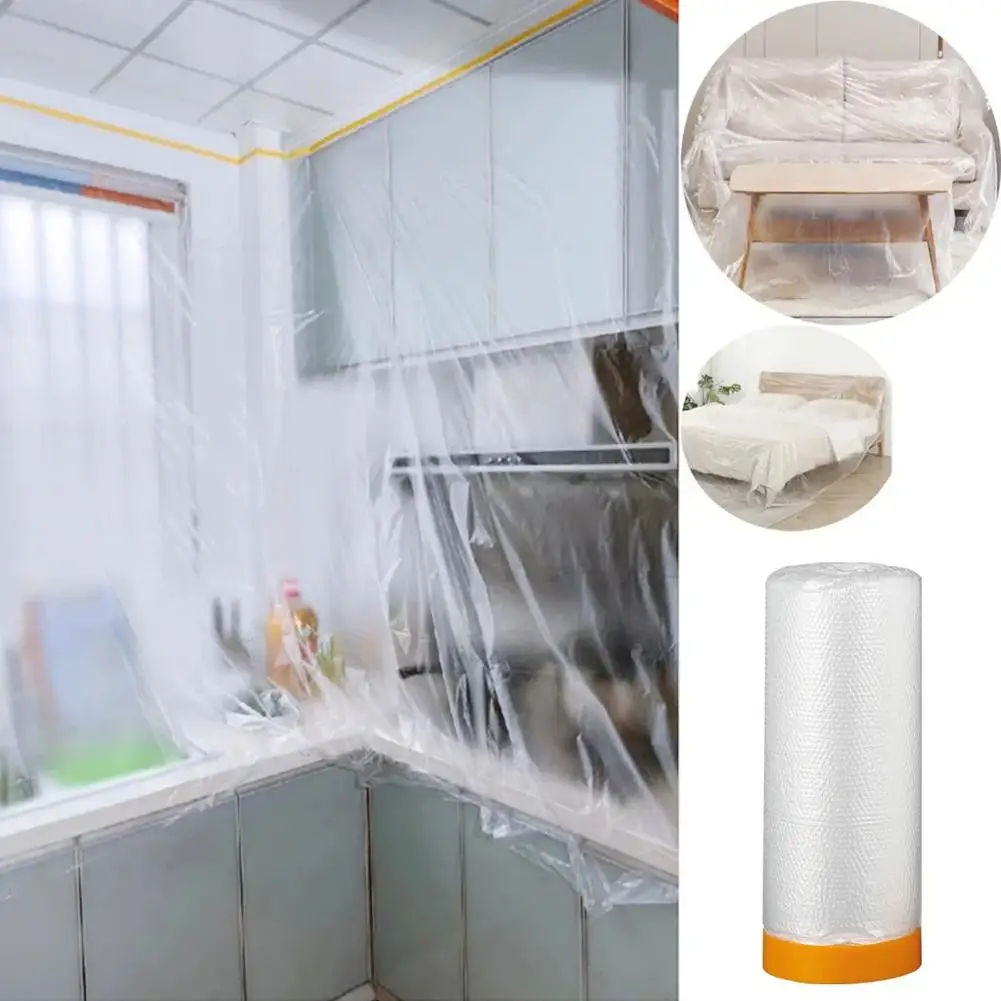 PE Protective Film Disposable Dust Cover Furniture Shielding Masking Tape Plastic Protective Film for Painting Renovation Wall