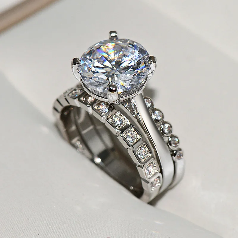 925-sterling-silver-luxury-sparkling-simulation-diamond-ring,-European-and-American-zircon-3-combination-women's-wedding-ring