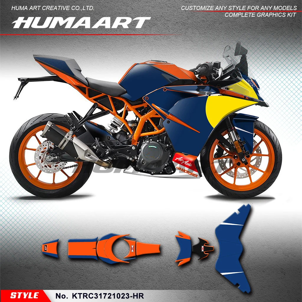 

HUMAART Graphics Kit Adhesive Sticker for KTM RC 125 200 250 390 14 15 16 17 18 2019 2020 2021,Modification, KTRC31721023-HR