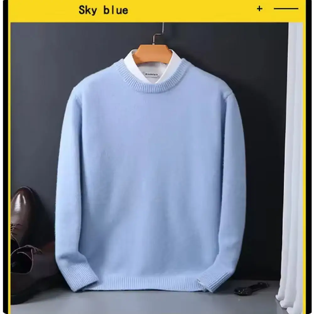 Heißer Verkauf Kaschmir männer Pullover Oansatz Gestrickte Jumper Langarm Männlichen Pullover Weiche Warme Woolen Mode Kleidung Große Größe – Detail 8