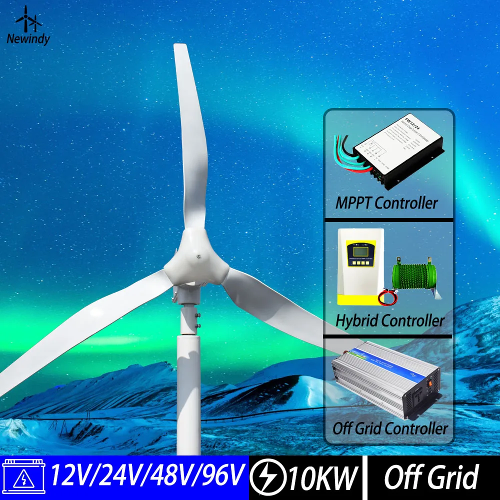 

10000W 24V 48V 96V Free Energy Off Grid System Horizontal Home Wind Turbine Generator Power Windmil With MPPT Controllerl