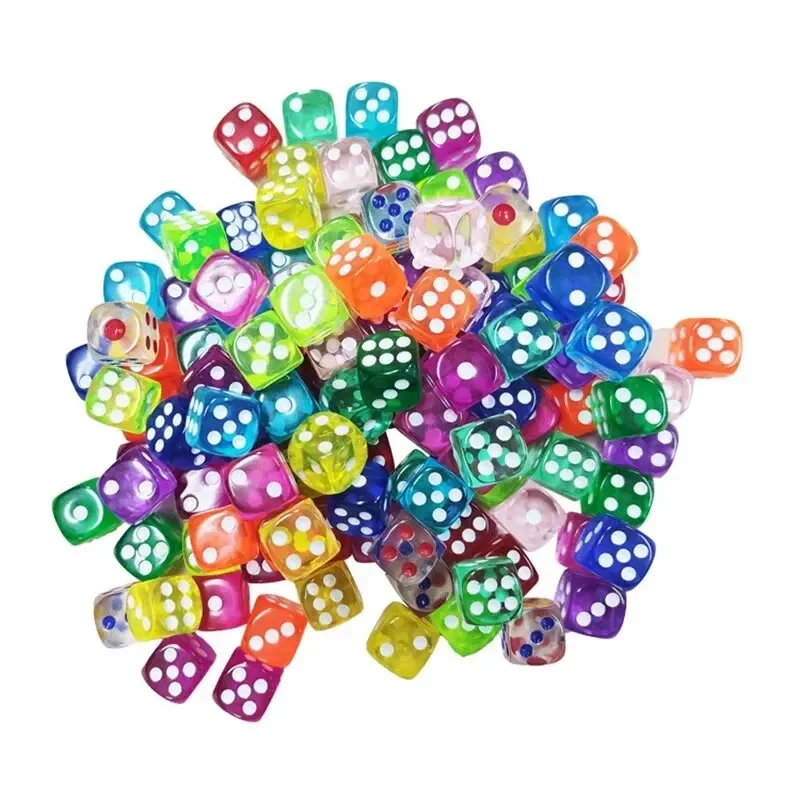 50 قطعة نرد مستدير شفاف ملون مجموعة نرد ملون شاشة ترفيهية نرد ملون