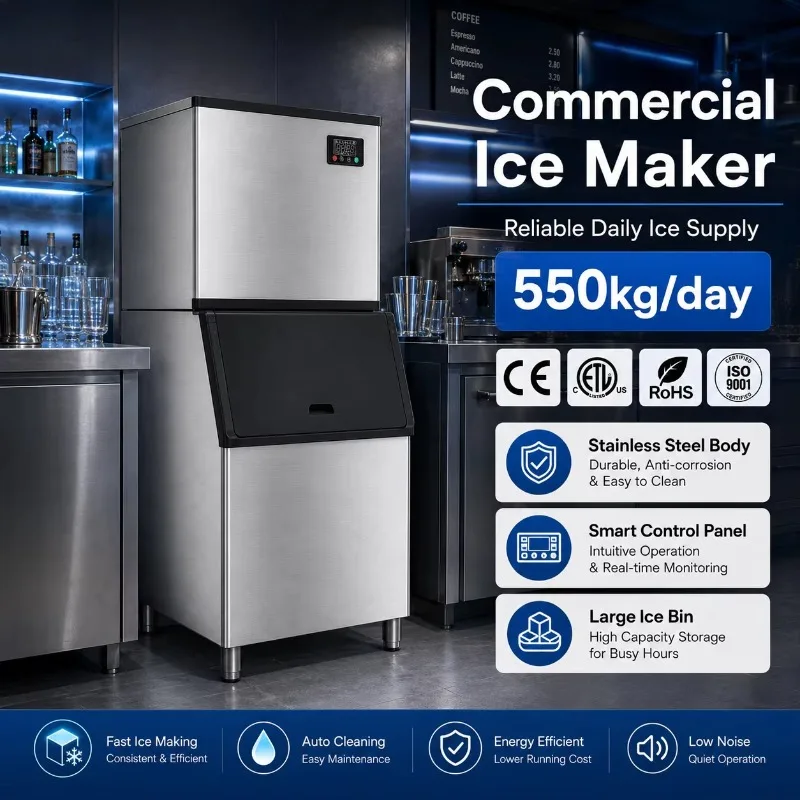 Airo Ice Cube Machine for Bars and Clubs, Cube Ice Output with Modular Design, Self Diagnosis and Online After Sales Assistance