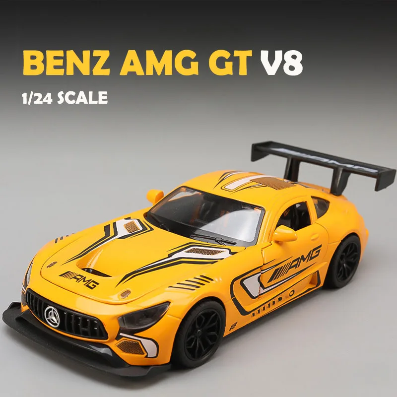 Simulation 1/24 Benz AMG GT V8 Super Car Alloy Model Diecast Toy Vehicle Children Boy Birthday Gift Collection Miniature Voiture