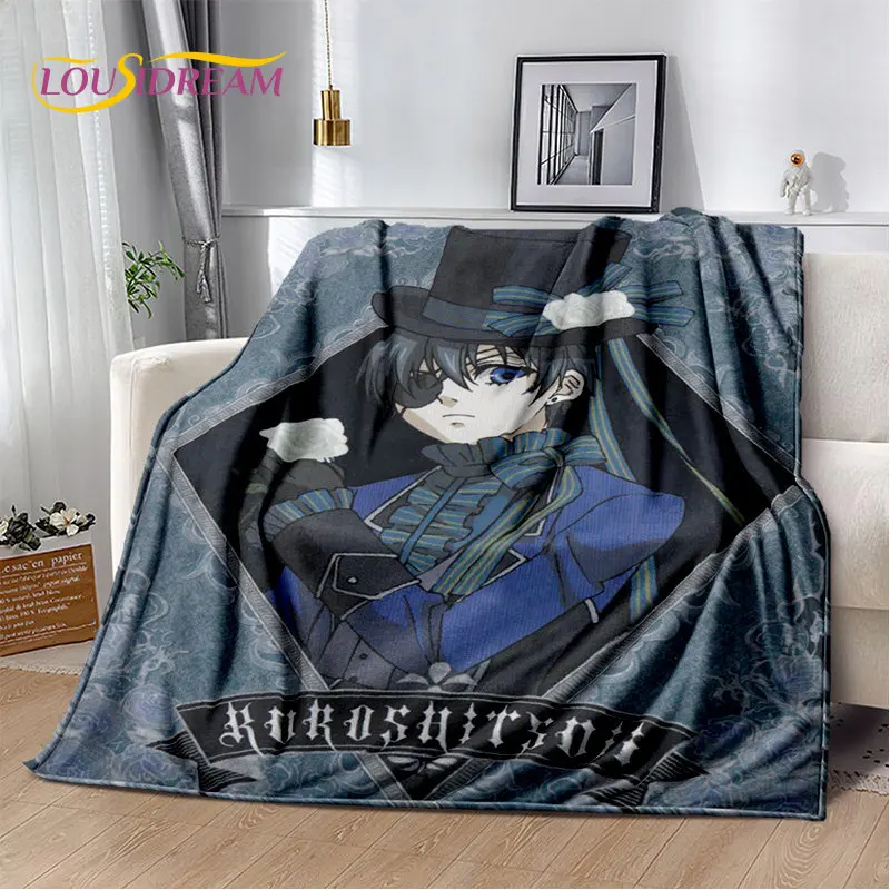 Black Butler  Anime Cartoon Soft Plush Blanket,Flannel Blanket Throw Blanket for Living Room Bedroom Bed Sofa Picnic Cover  Kids