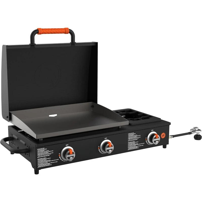 1860 On The Go Range top Combo with Hood & Handles Heavy Duty Flat Top BBQ Griddle Grill Station for Kitchen, Camping home.