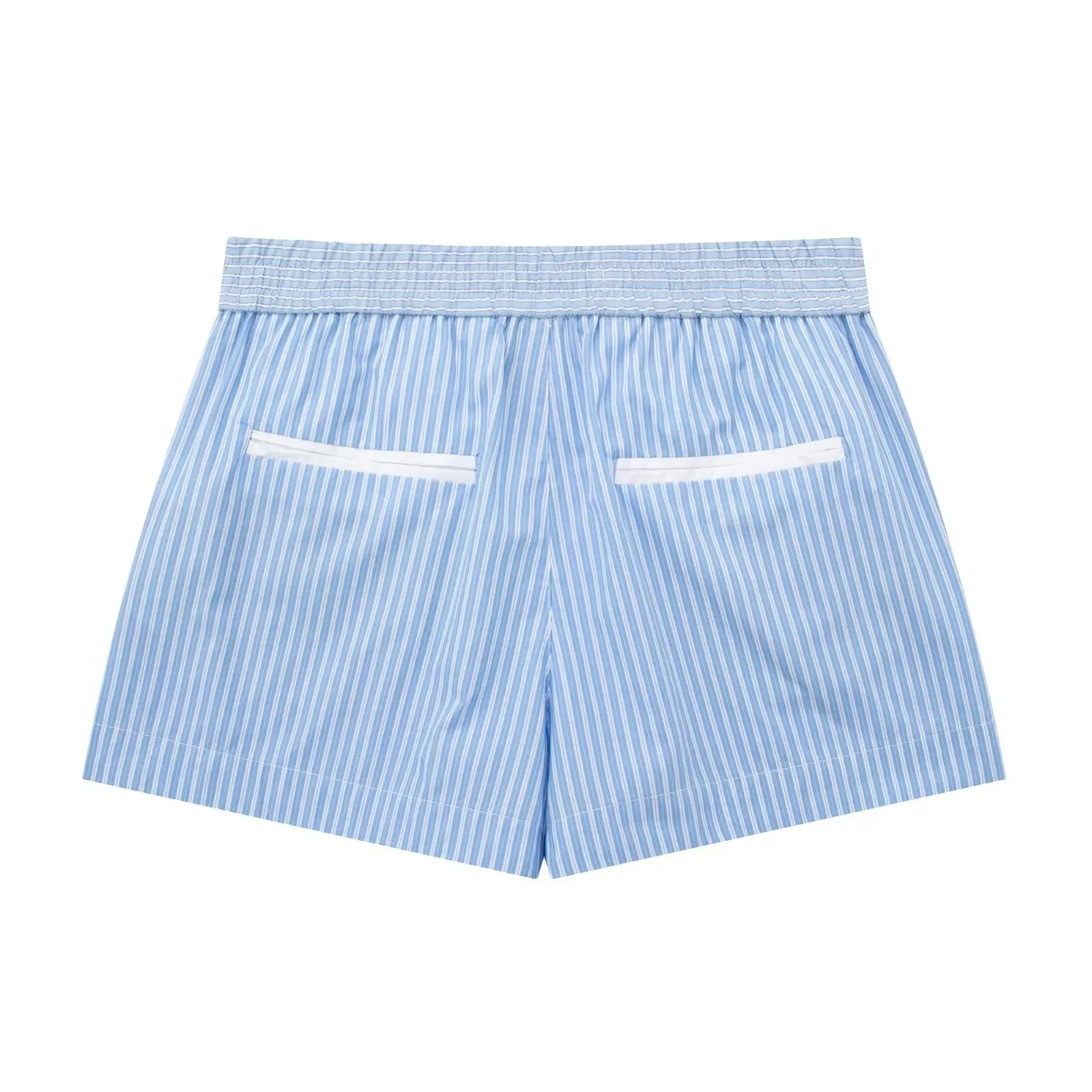 Calça feminina de cintura alta fina curta, shorts femininos de verão, estampa listra, Y2K, 2024