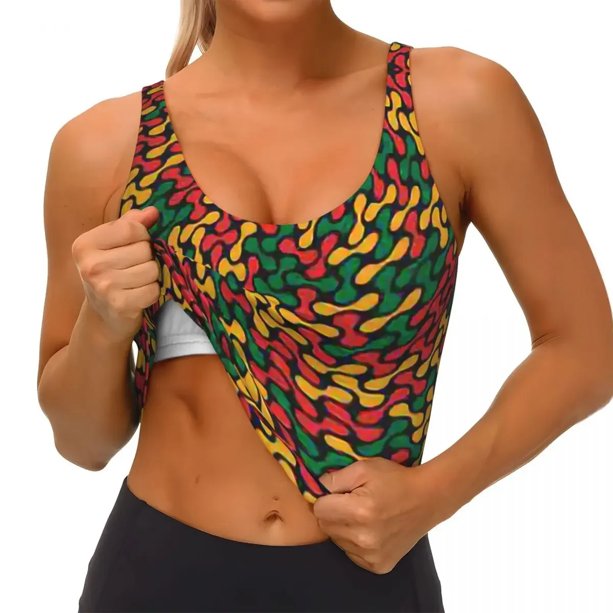 Soutien-gorge de sport personnalisé à motif de drapeau éthiopien à fort impact pour femmes, haut court de Yoga d'entraînement de gymnastique