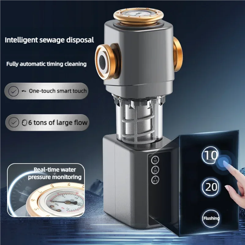 

smart display Automatic Flushing Backwash Prefilter Spin Down Sediment Water Filter Central Whole House Purifier System