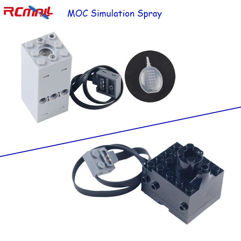 MOC Simulation Spray Smoking Electric Exhaust Parts for Cars Building Blocks Trains Toys Compatible with LEGOeds Blocks