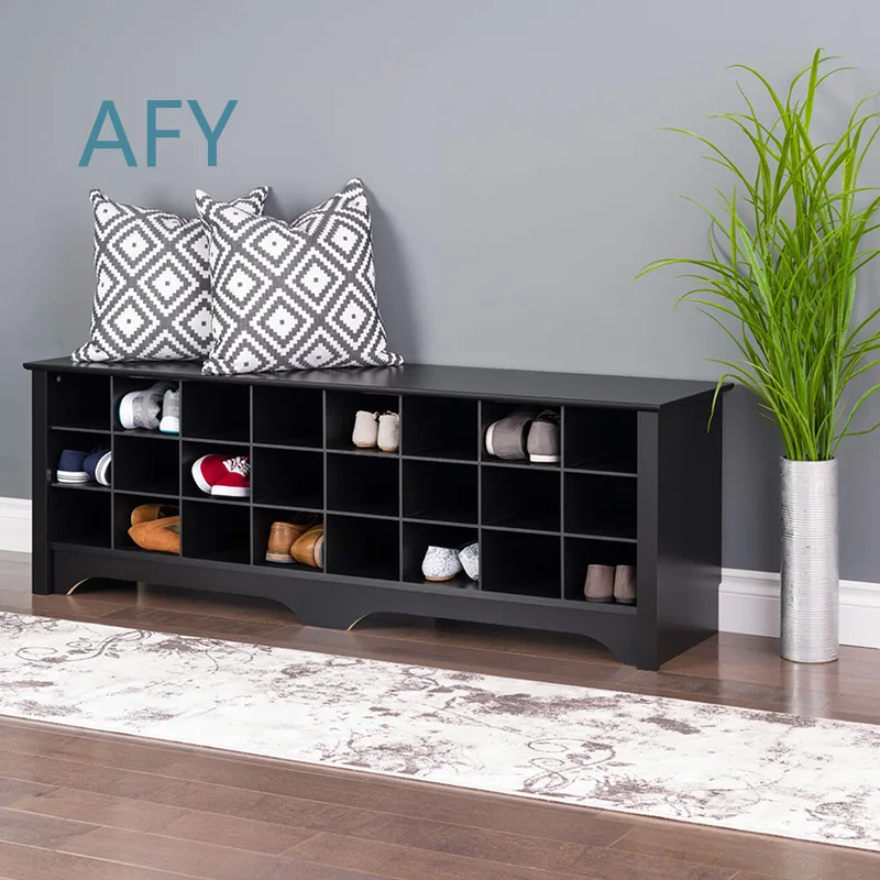 Wooden Shoe Rack Cabinet with 24 Storage Spaces for Customization Strong Durable Affordable Organizer for Entryway Hallway
