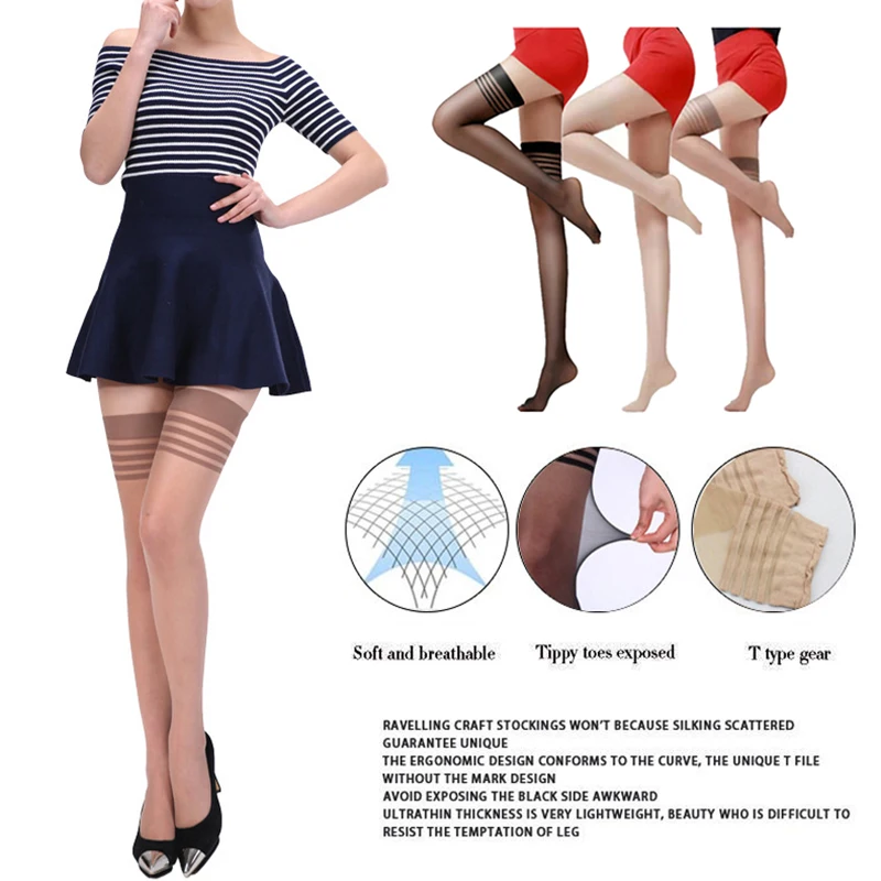 Summer Sexy Stockings For Women Thigh High Non-Slip High Stockings Ultra-thin Silk Transparent Female Over Knee Socks Hosidery