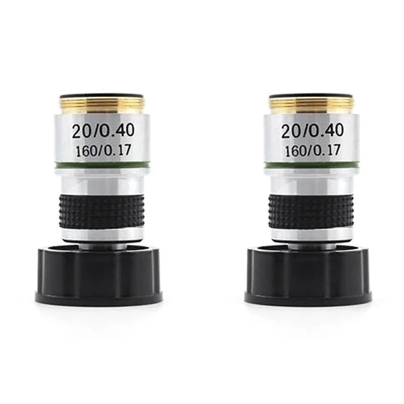 2Pcs 185 Microscope Objective 20X Achromatic Objective Biological Microscope Parts Accessories-AC47