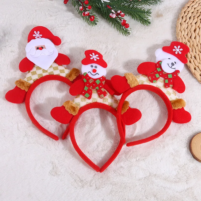 Kids Cartoon Cute Three-Dimensional Santa Claus Snowman Elk Headband Christmas Party Atmosphere Event Decoration Supplies