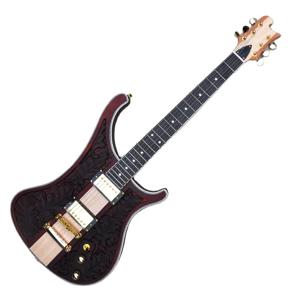 Wholesale 6 Strings Electric Guitar Carved Pattern Bass Professional Electric Guitar