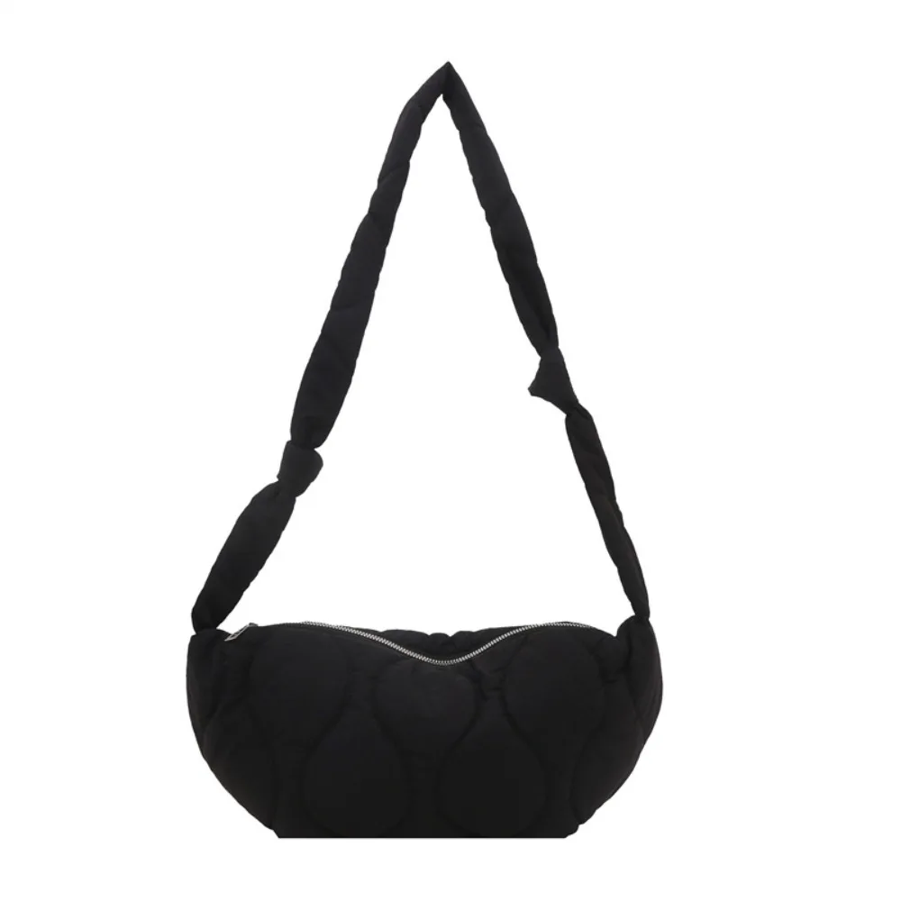 

Casual Solid Color Nylon Crossbody Bag Padded Adjustable Strap Puff Bag All-match Quilted Nylon Shoulder Bag Travel