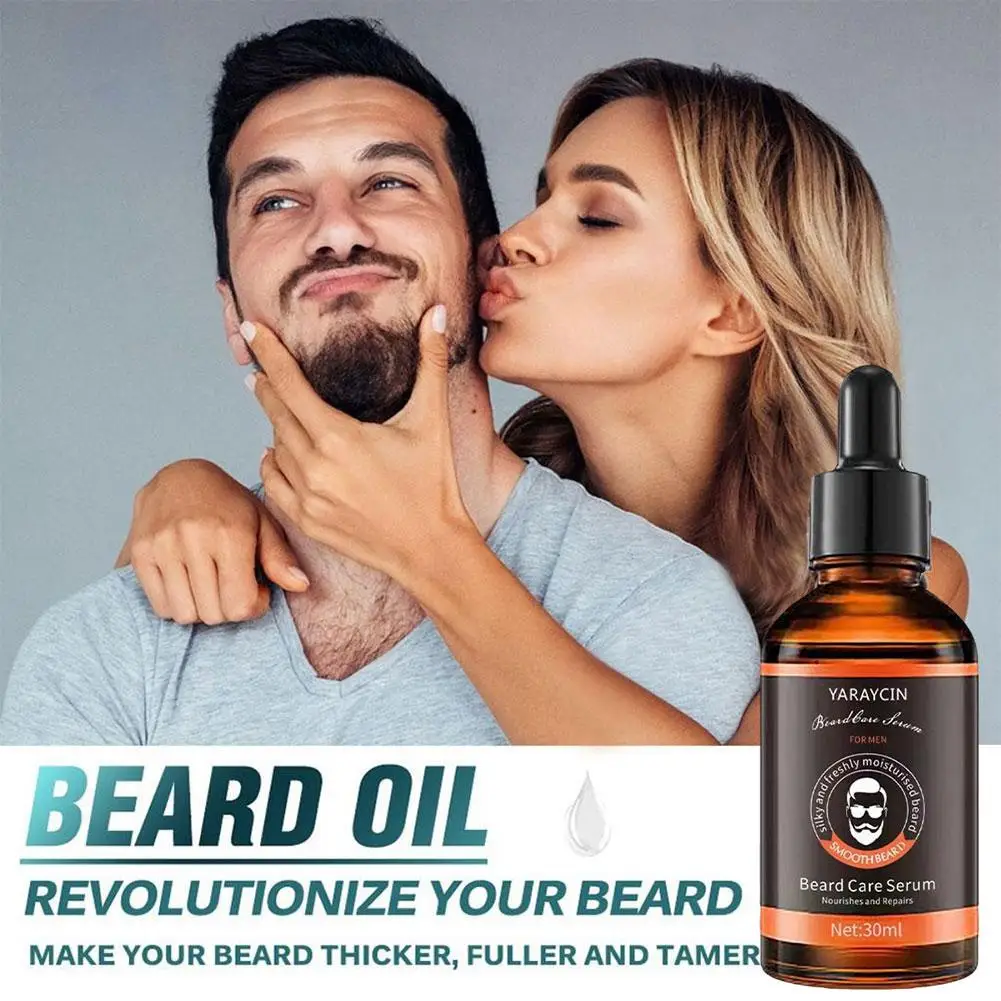 Aceite esencial para la barba, esencia refrescante para el cuidado de la barba, crecimiento de la caspa, nutritivo, cuidado de las raíces del cabello, aceite de suero suave Y3O8, 30ML