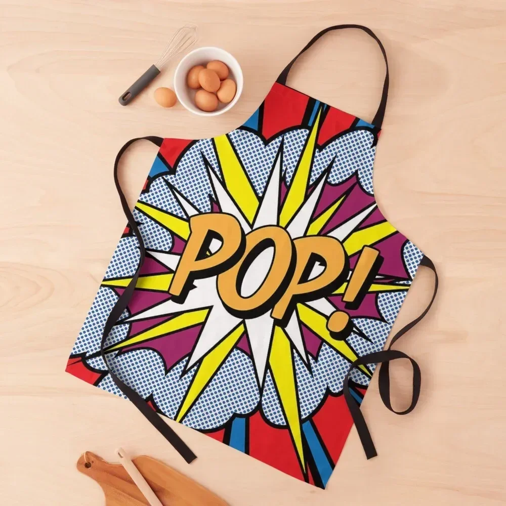 

Roy Lichtenstein 'Pop!' | art print Apron innovative kitchen and home items women's work Apron