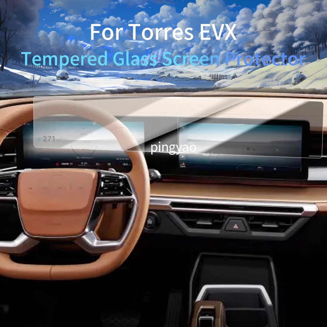 

Car Sticker Screen Protector Navigation Display Tempered Glass Protective Film Car Vehicle For 25 SSANG YONG Torres EVX