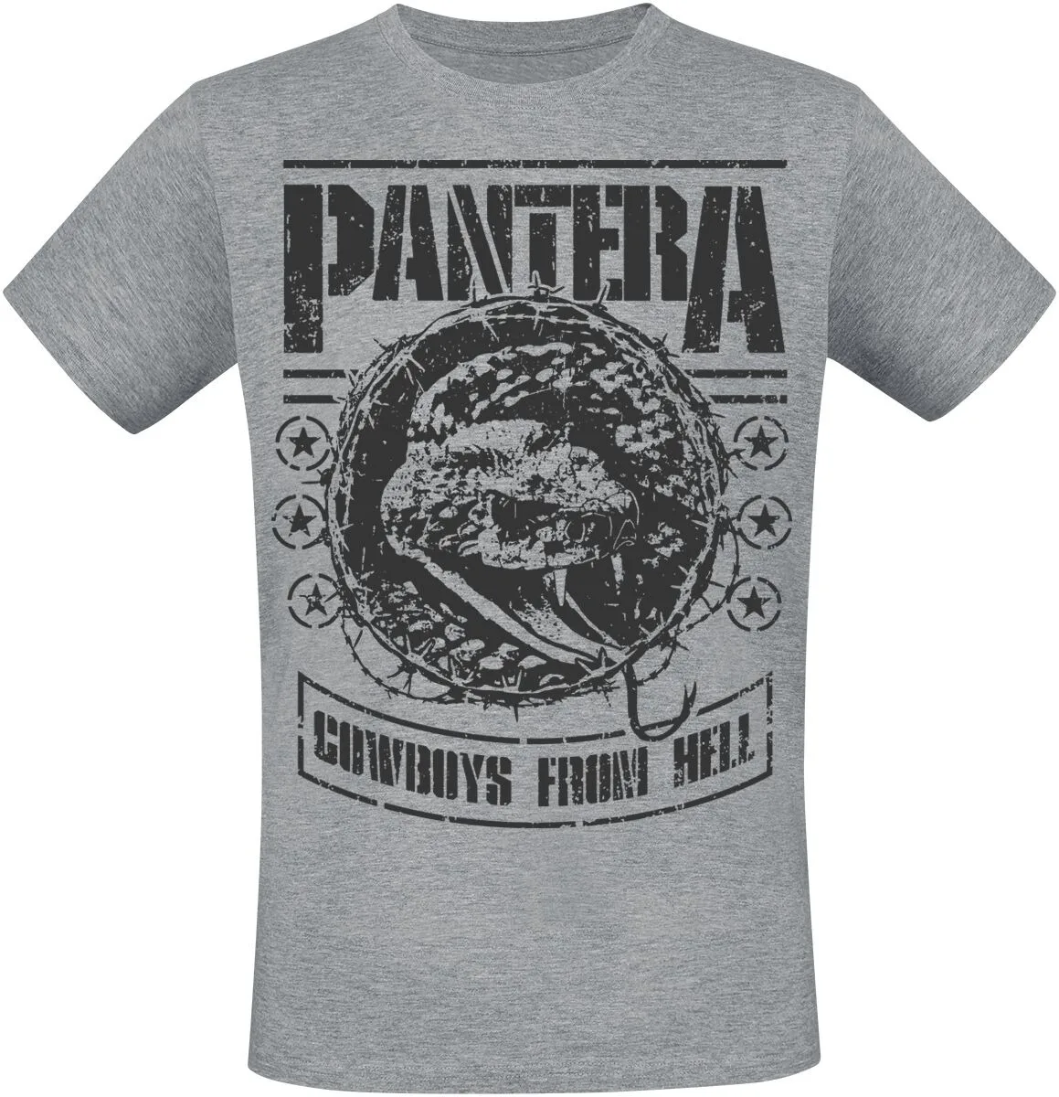 Pantera Cowboys From Hell Tee, Thrash Metal T-Shirt with Skull Cowboy Hat & Snake Print, Metal Fan Merch