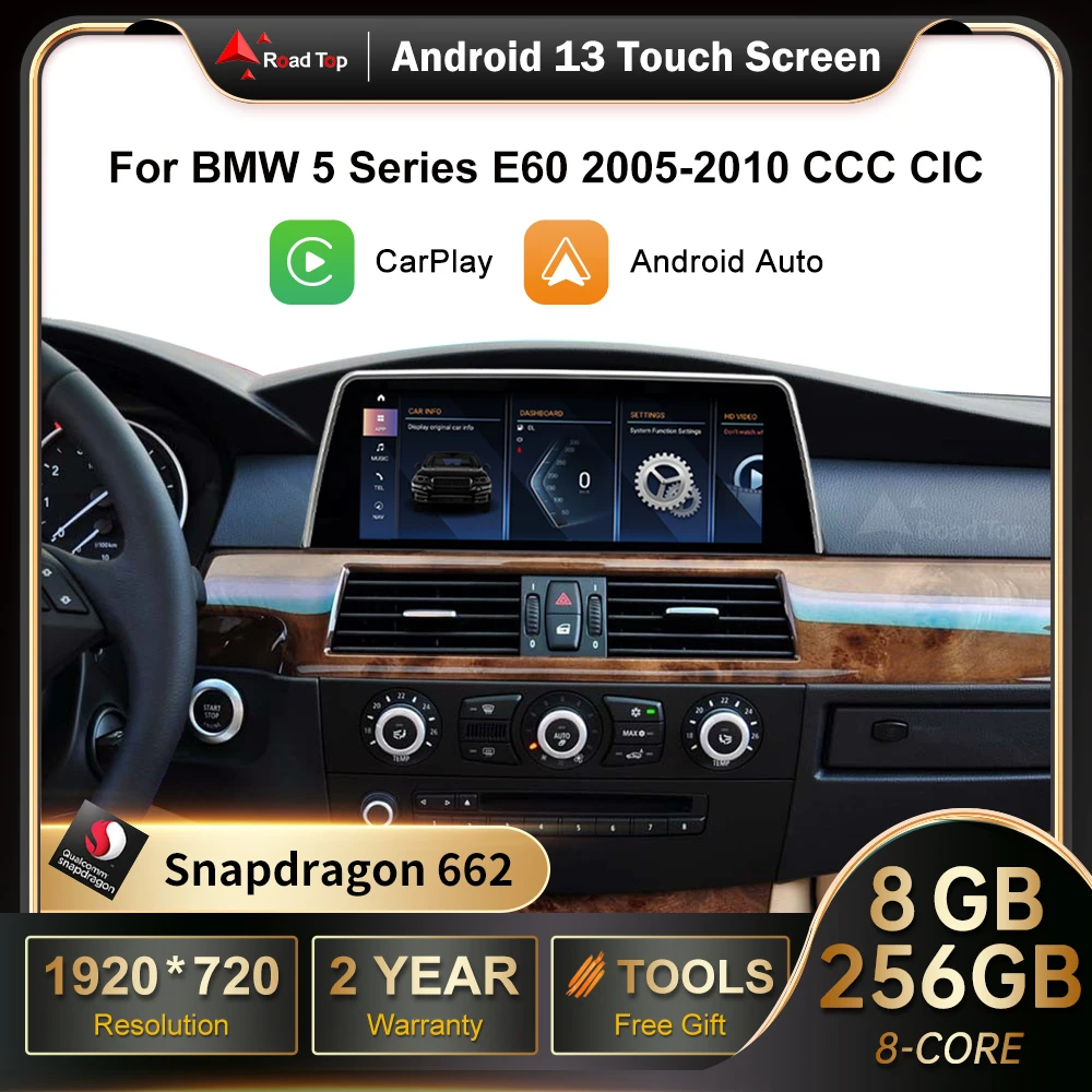 

HD Android 13 CarPlay Screen for BMW Series 3 5 7 E60 E65 E66 E90 E93 2005-2009 with GPS Navigation WIFI Stereo Dash Multimedia