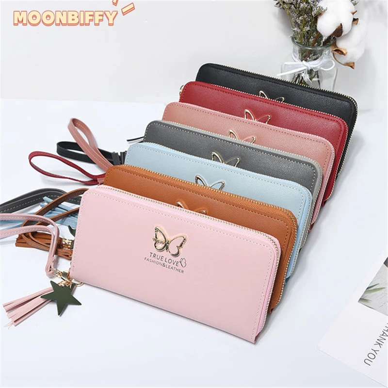 

Fashion Butterfly Women Wallet Wrist Handle Long Section Money Pocket Pouch Handbag Wallets for Women Purse Card Holders 2022