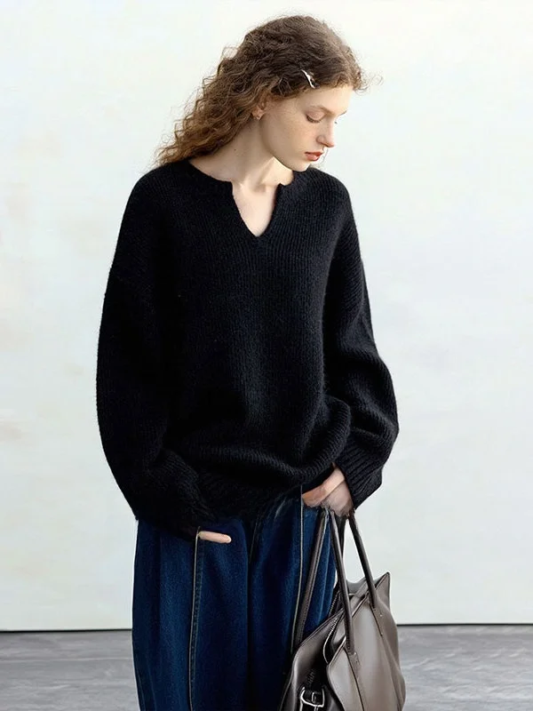 

Женский вязаный свитер ZhuoZhi: свободный, теплый, новый, повседневный, в стиле французской моды, длинный рукав, мягкий хлопок