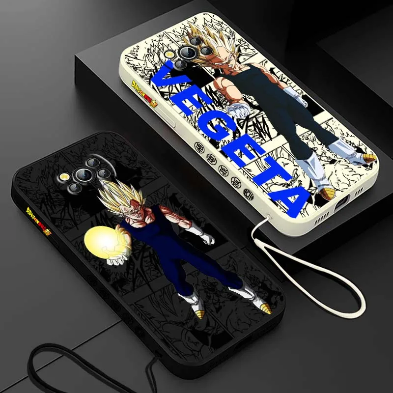 

D-Dragon Ball Vegeta Art For Xiaomi Poco X6 X5 X4 X3 M6 M5 M3 F6 F5 F4 F3 GT Pro 5G Liquid Left Rope Phone case Cover