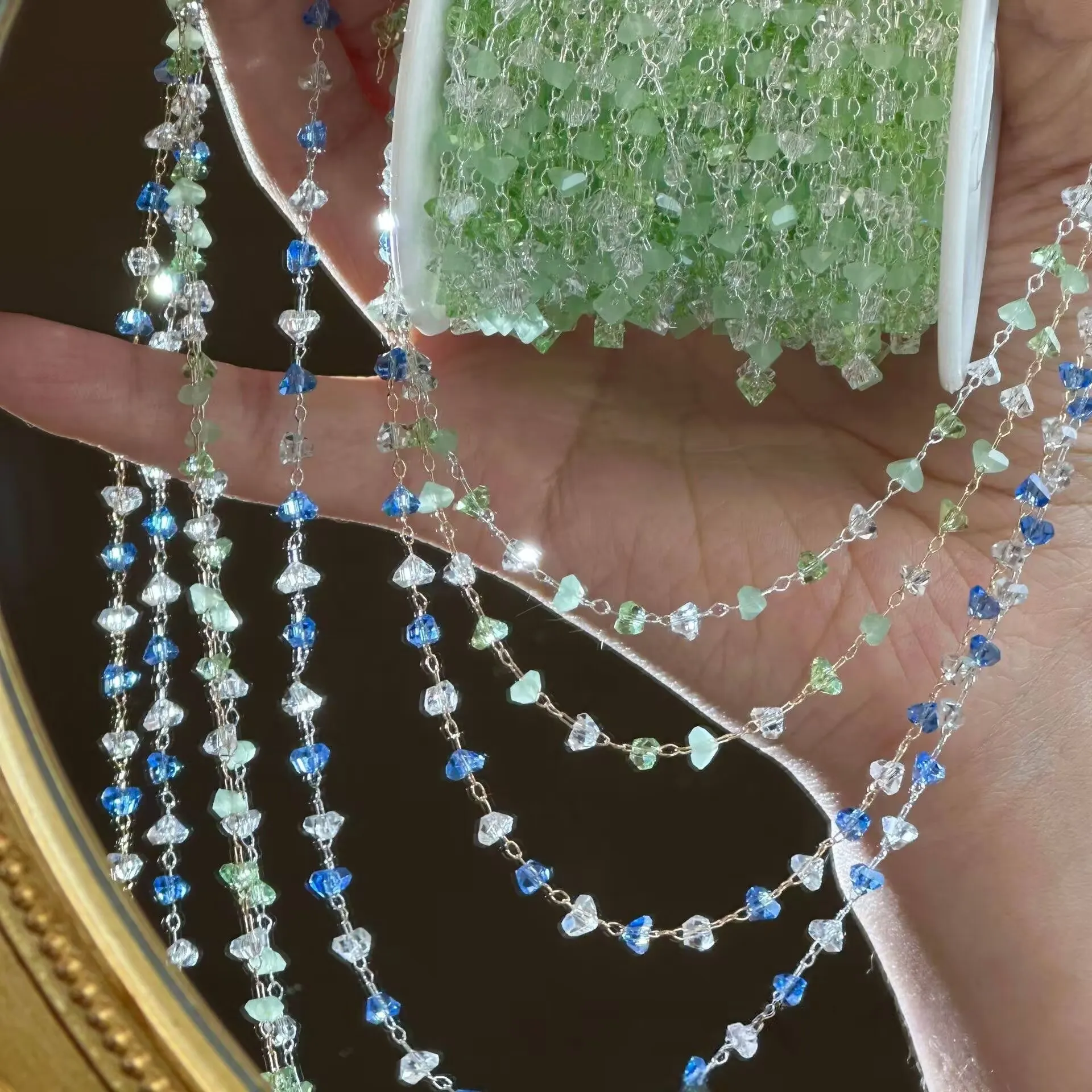 

0,5/1/2 м 4 мм зеленый синий треугольный кристалл медная цепочка для DIY античный стиль шпилька для волос браслет с кисточками материалы для изготовления ювелирных изделий