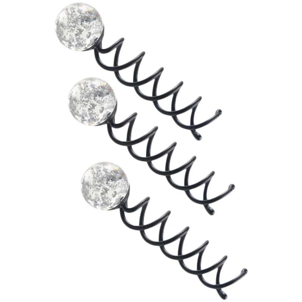 

3pcs U-shaped Hair Clips for Bun Styling Spiral Disc Accessories Silver Metal Hairpins for Women Daily Life Party Wedding Prom
