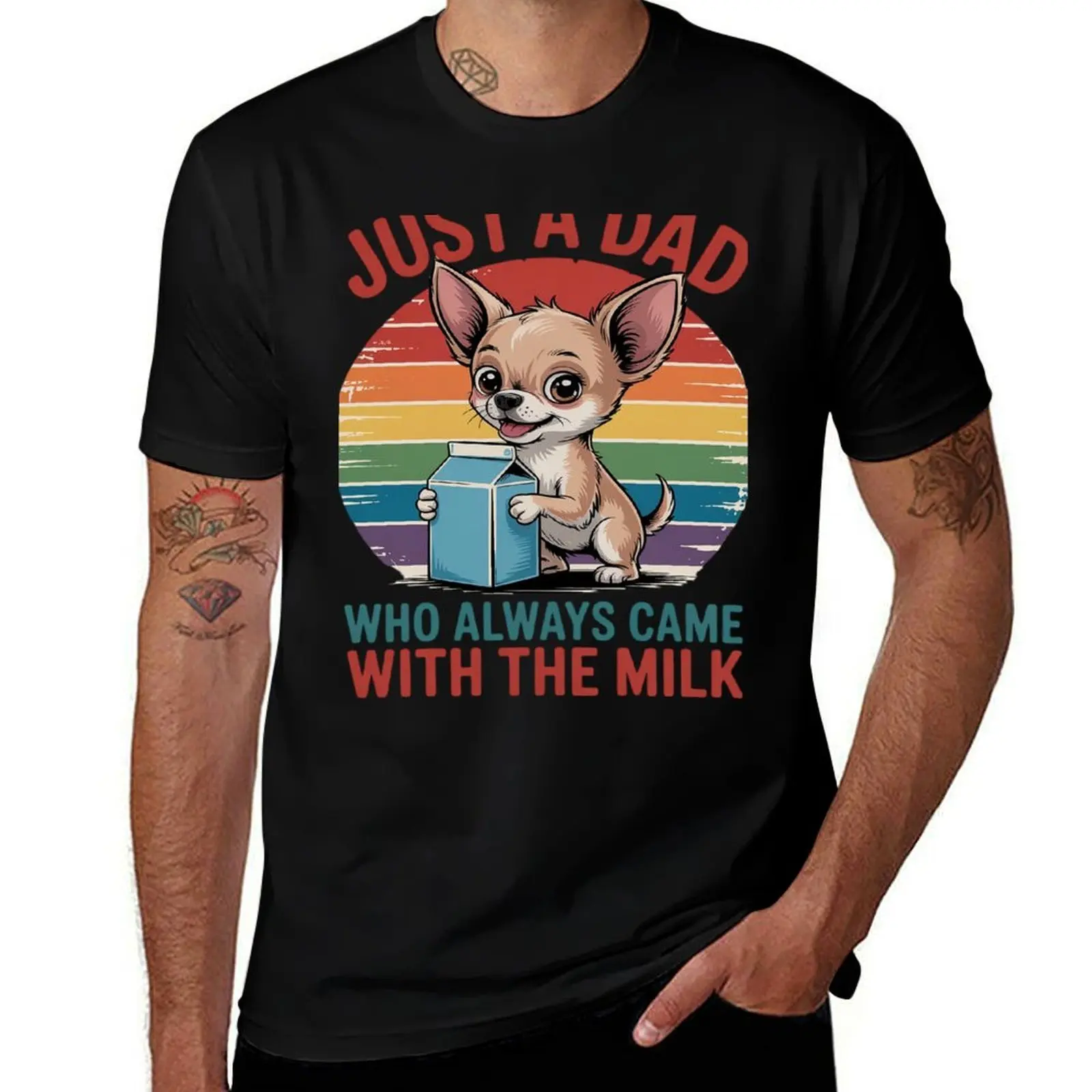 Jfathers day Just A Dad Who Always Came Back With The Milk, camisetas vintage para hombre, camisetas blancas para niños para hombres