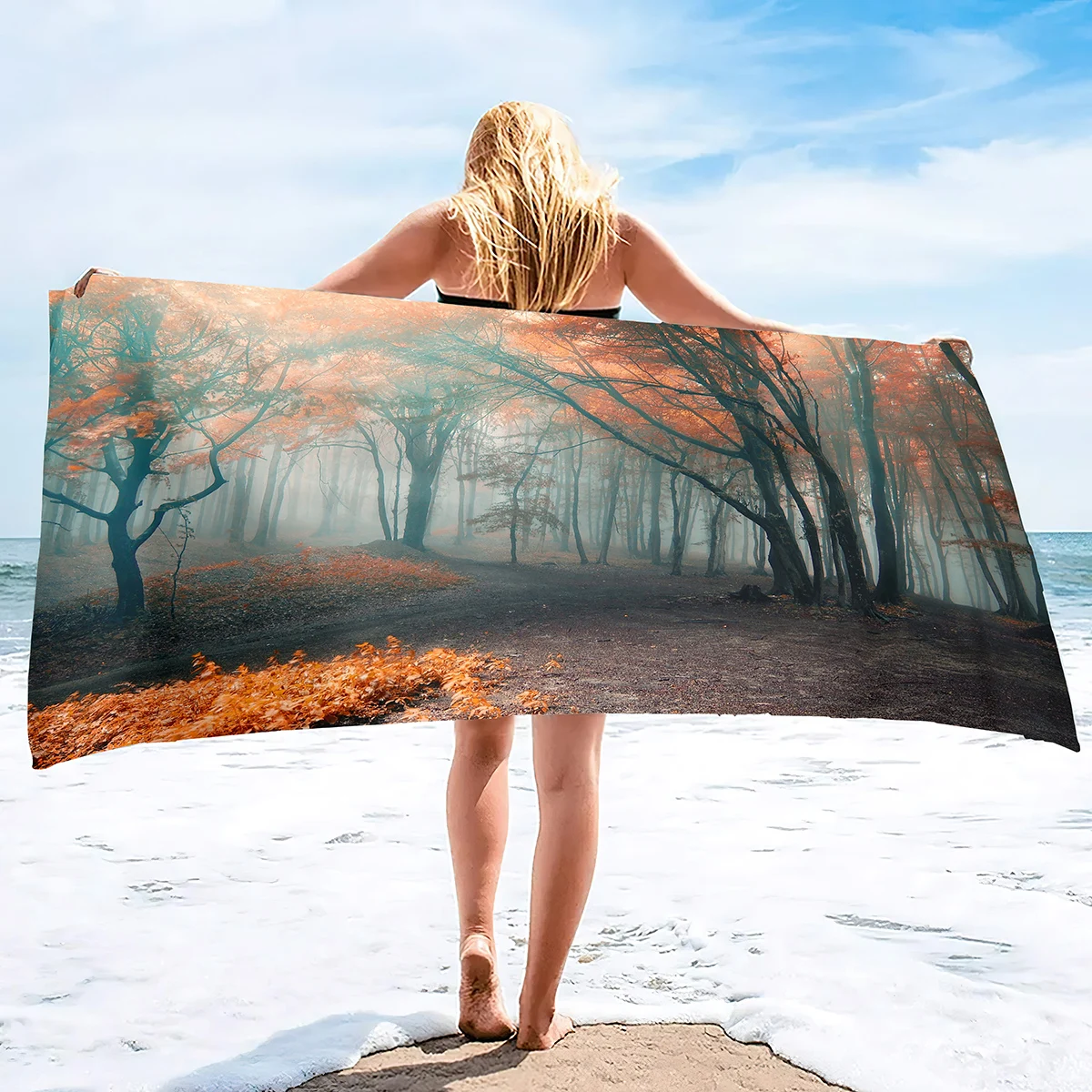 Microfiber Beach Towels Forest in The Fog Super Absorbent Soft Oversized Bath  Quick Dry Thin Lightweight Pool