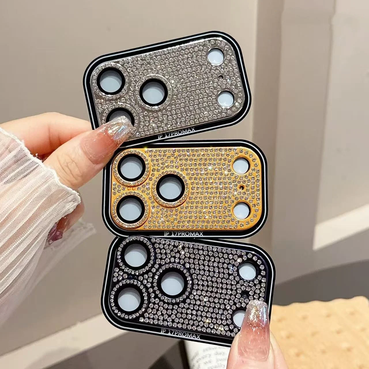 1Set Matte Diamonds Protective Film For iPhone 17 Pro Max 17 Pro Full Coverage Ultra-Thin Camera Lens Protector Drop Metal Frame
