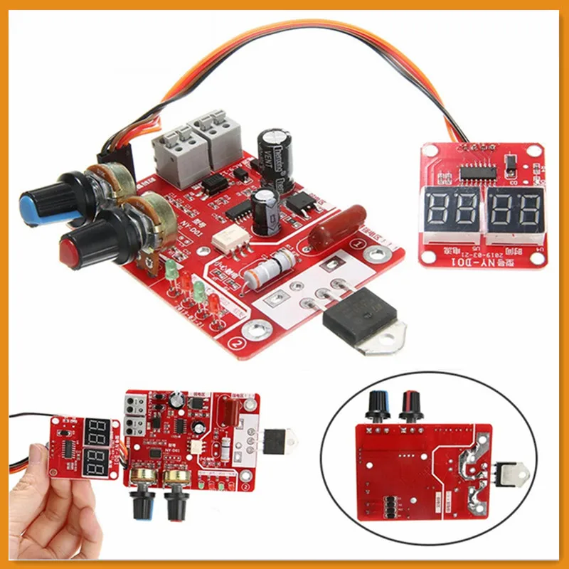 40/100A Digital Spot Welder Machine Time Control Board Spot Welding Adjust Time Current Transformer Controller DIY Panel Module