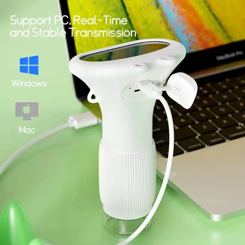 Kids Portable Digital Microscope 2 Inch IPS Screen 1000X Magnification Handheld Microscope With 8 Adjustable LED Lights