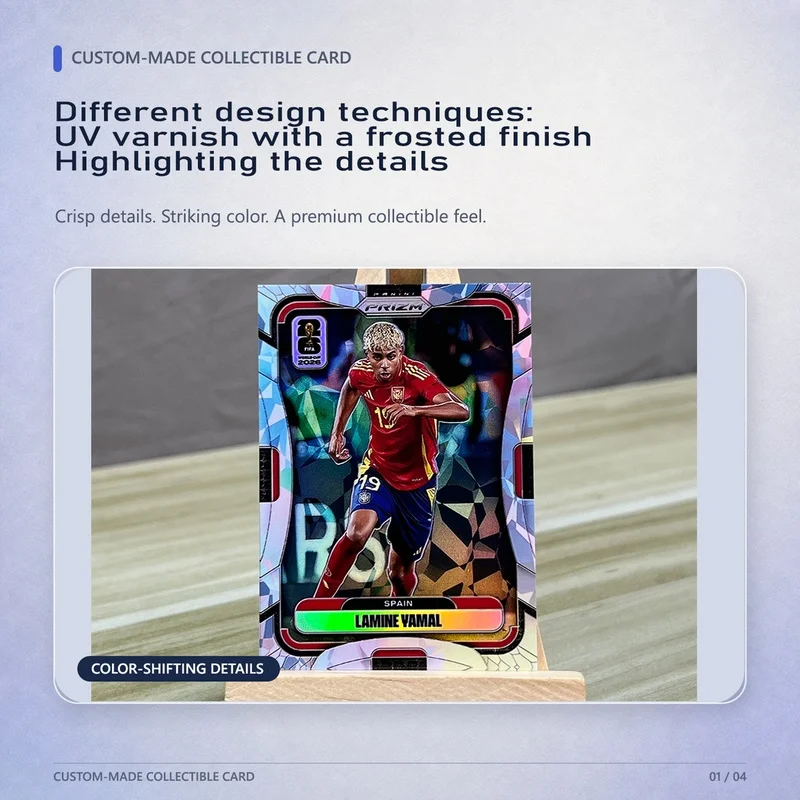 DIY Homemade High-quality Panini Football Collectible Cards Cracked Ice Cristiano Ronaldo Yamal Messi Haaland Sports Cards view 4
