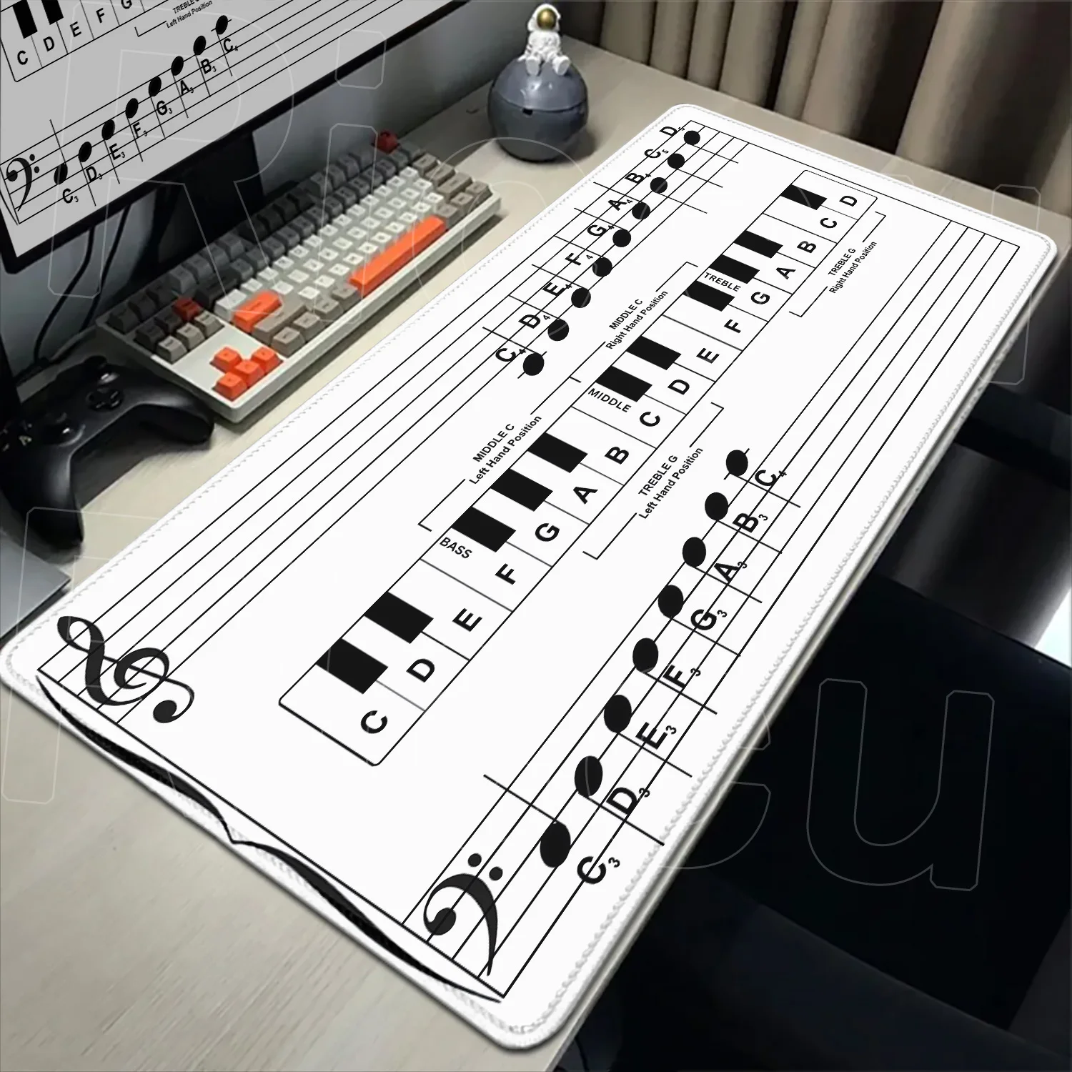 

Милый HD-принт, музыкальный фортепиано, ноты, коврик для мыши, ПК, ноутбук, игровой коврик для мыши, резиновые противоскользящие коврики для клавиатуры, черный, белый, большой настольный коврик