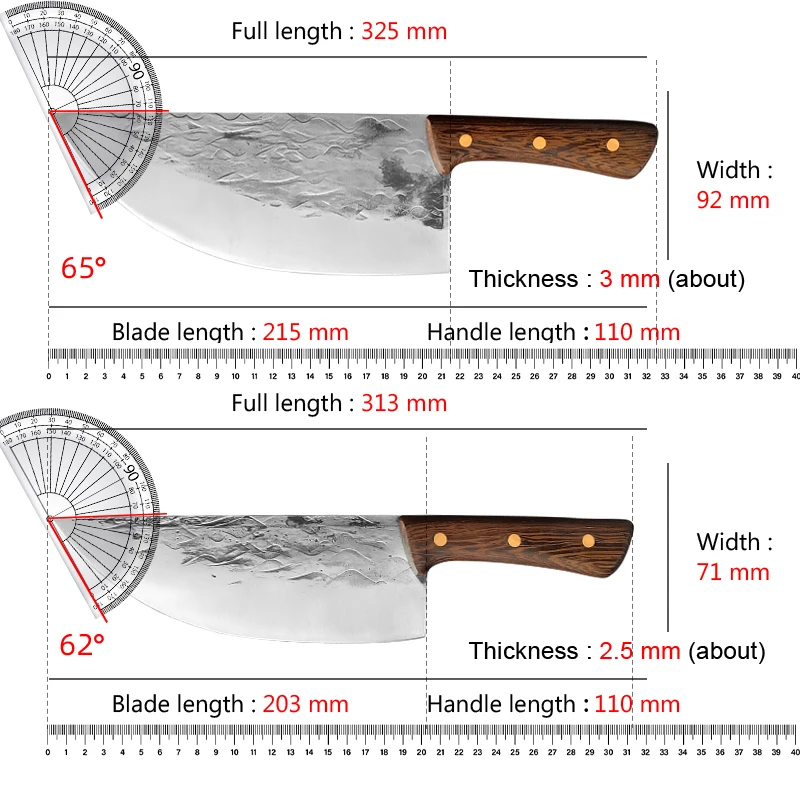 Forged Stainless Steel Cleaver Knife Chef Butcher Meat Cleaver Boning Knife Household Chopping Knife Wood Handle Kitchen Knives